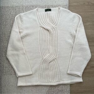 Vintage Eddie Bauer 100% Lambswool Twist Front Knit Sweater